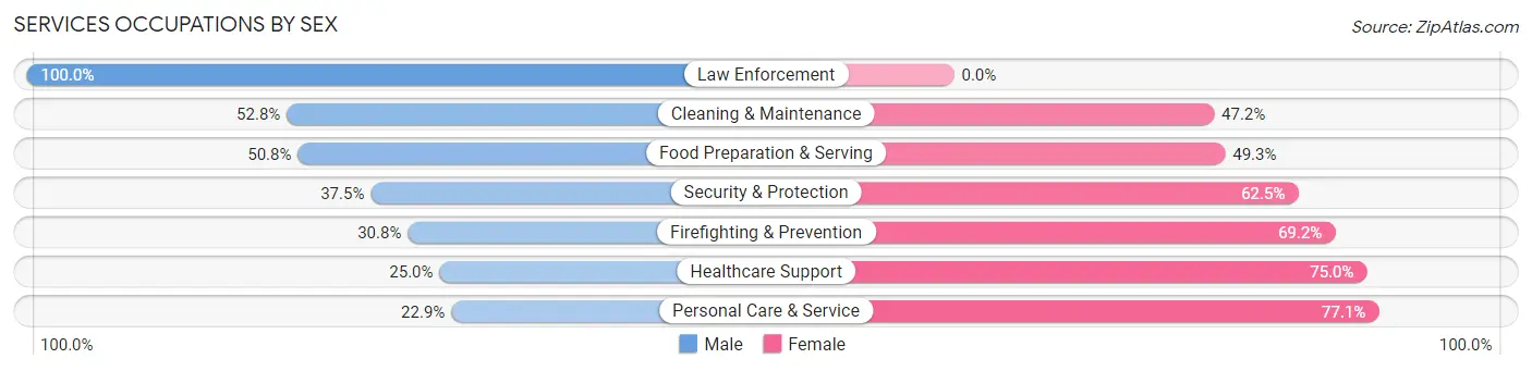 Services Occupations by Sex in Summit Park
