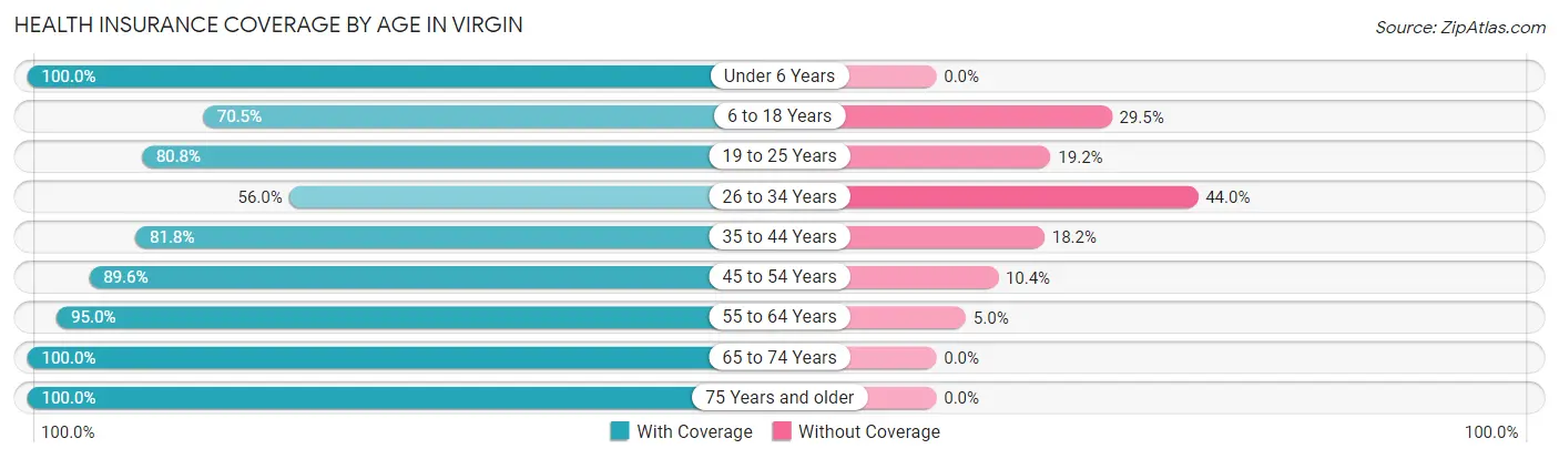 Health Insurance Coverage by Age in Virgin