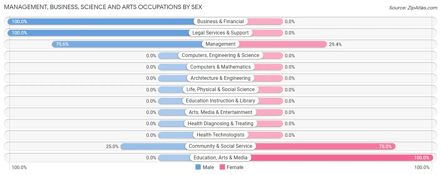 Management, Business, Science and Arts Occupations by Sex in Virgin