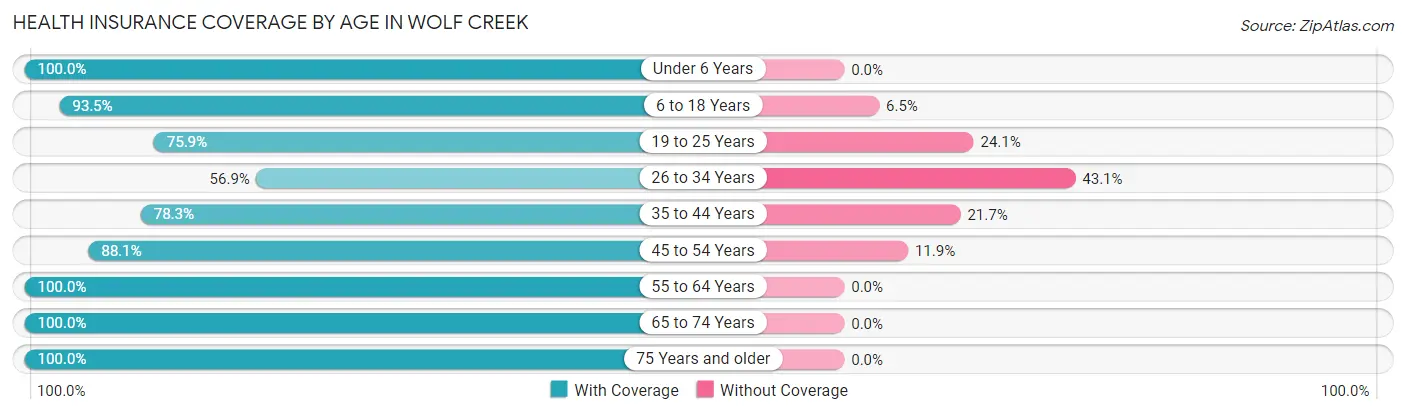 Health Insurance Coverage by Age in Wolf Creek