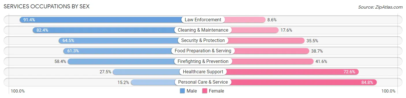 Services Occupations by Sex in Ashburn