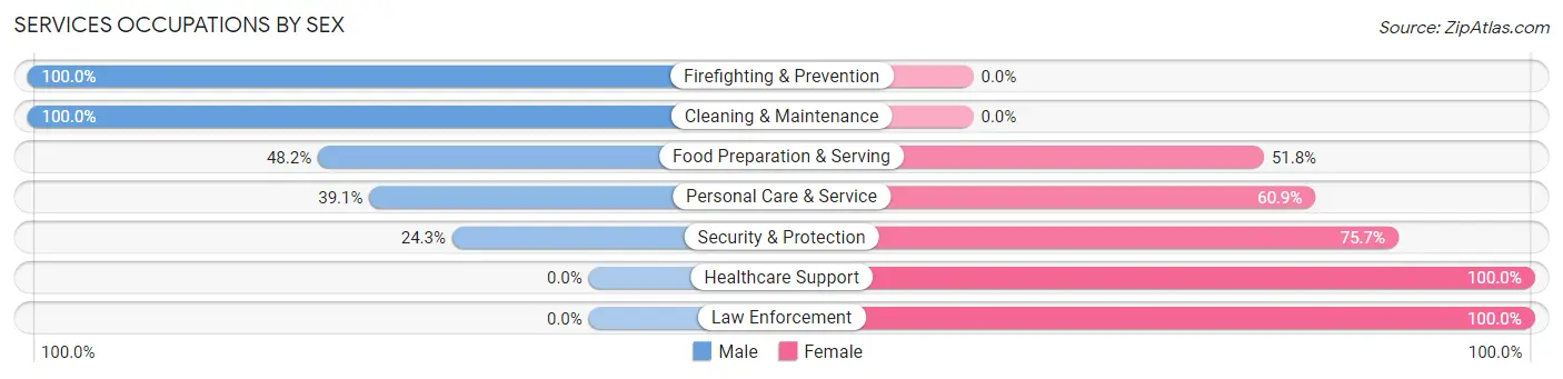 Services Occupations by Sex in Bridgewater