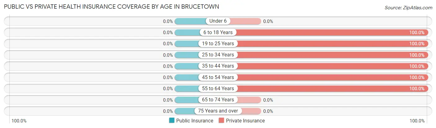 Public vs Private Health Insurance Coverage by Age in Brucetown