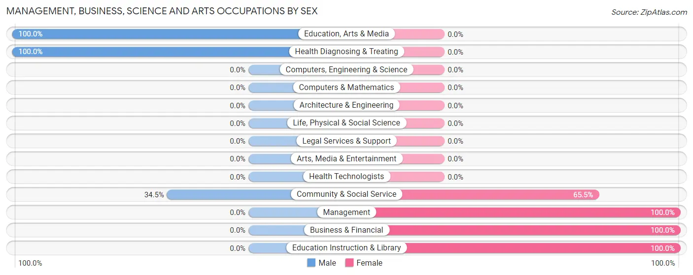 Management, Business, Science and Arts Occupations by Sex in Cluster Springs