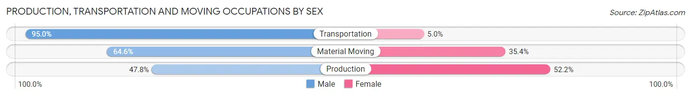 Production, Transportation and Moving Occupations by Sex in Dulles Town Center