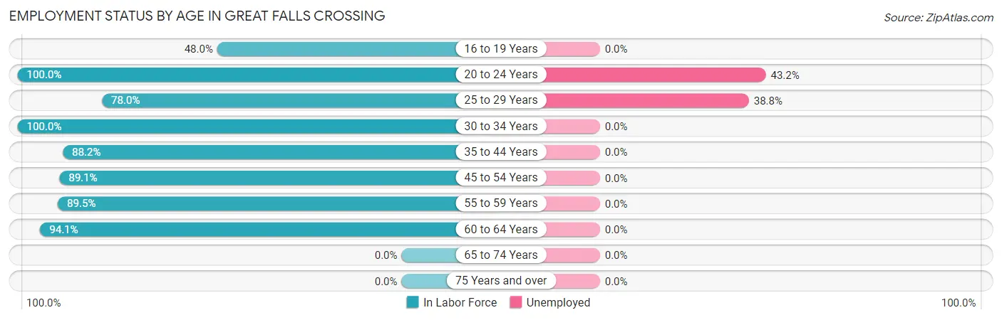 Employment Status by Age in Great Falls Crossing
