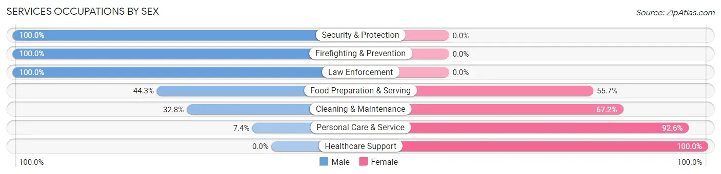 Services Occupations by Sex in Hutchison