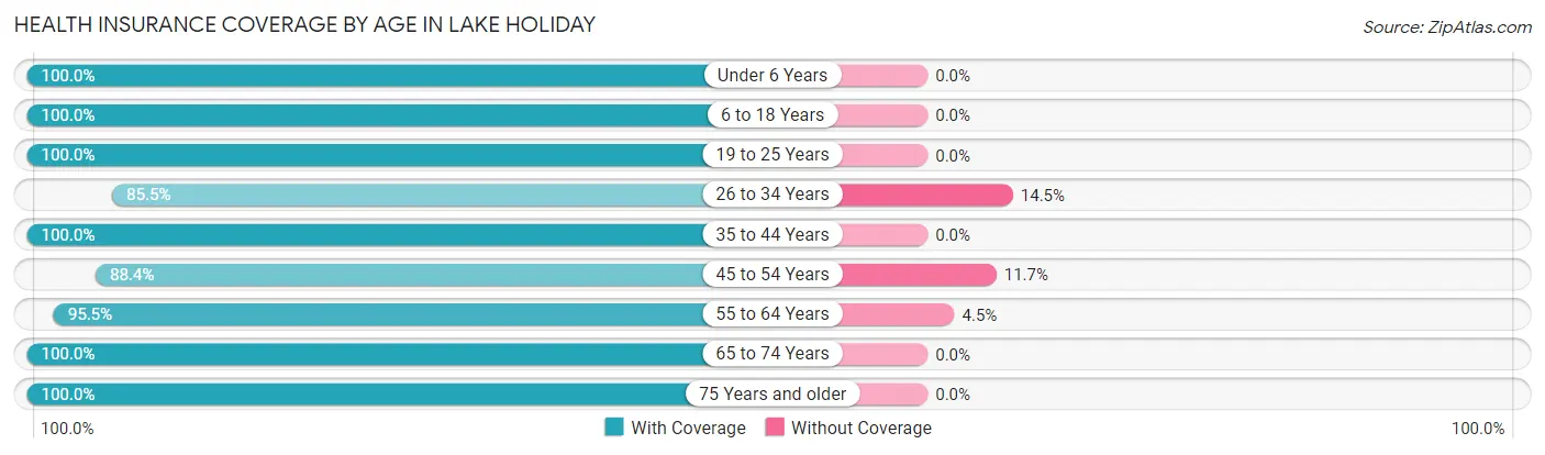 Health Insurance Coverage by Age in Lake Holiday