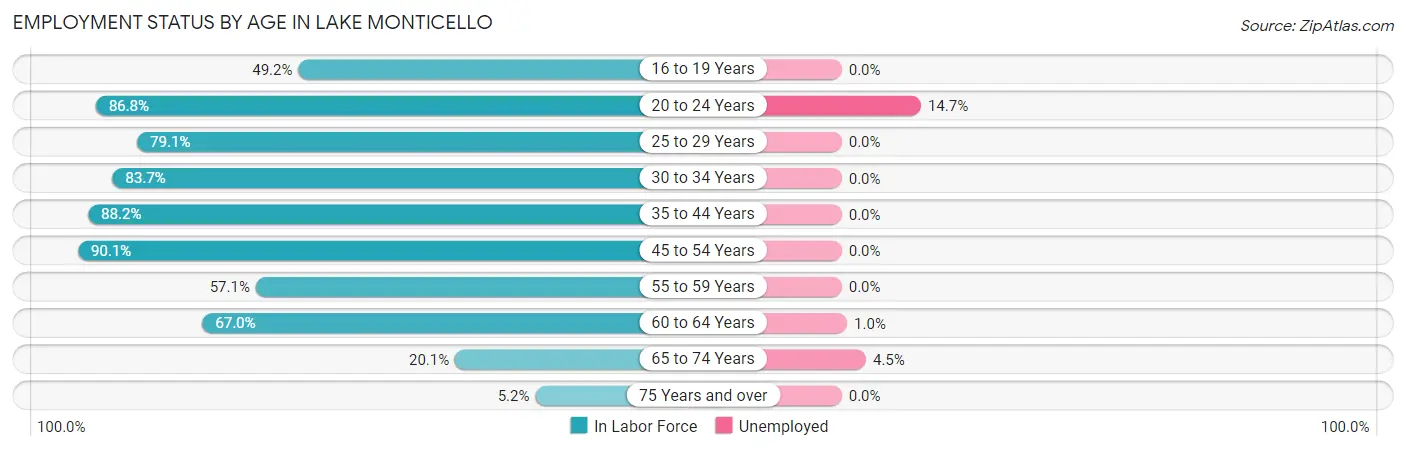Employment Status by Age in Lake Monticello