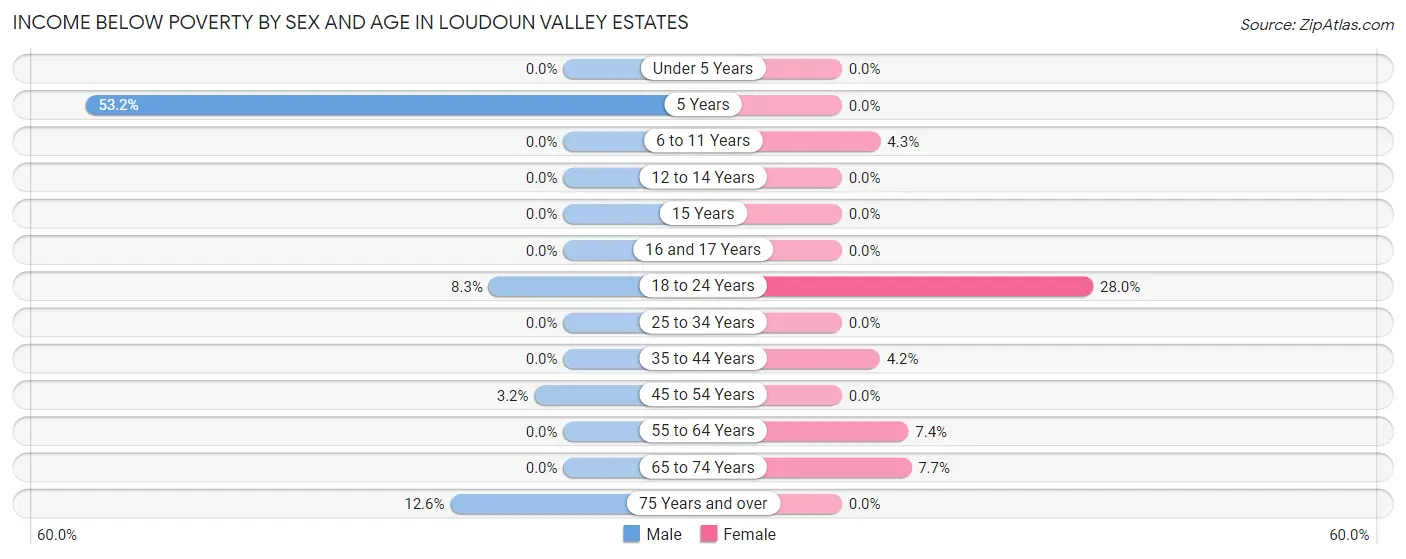 Income Below Poverty by Sex and Age in Loudoun Valley Estates