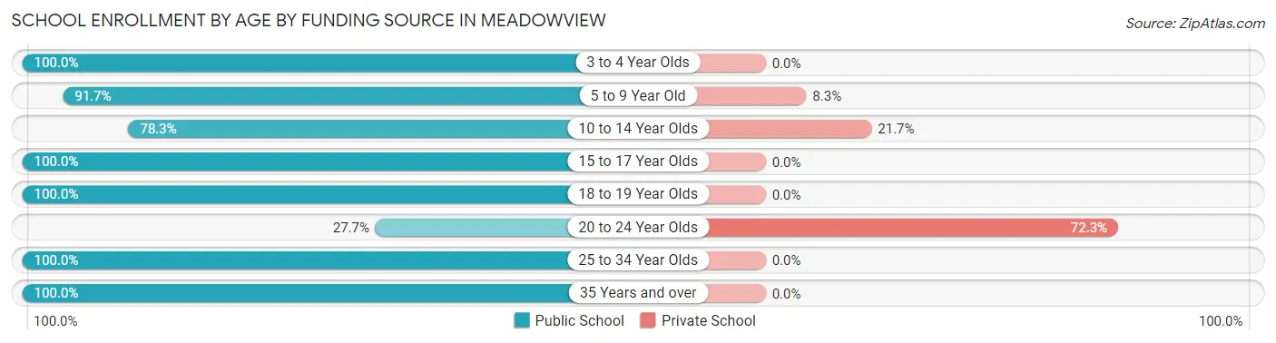 School Enrollment by Age by Funding Source in Meadowview