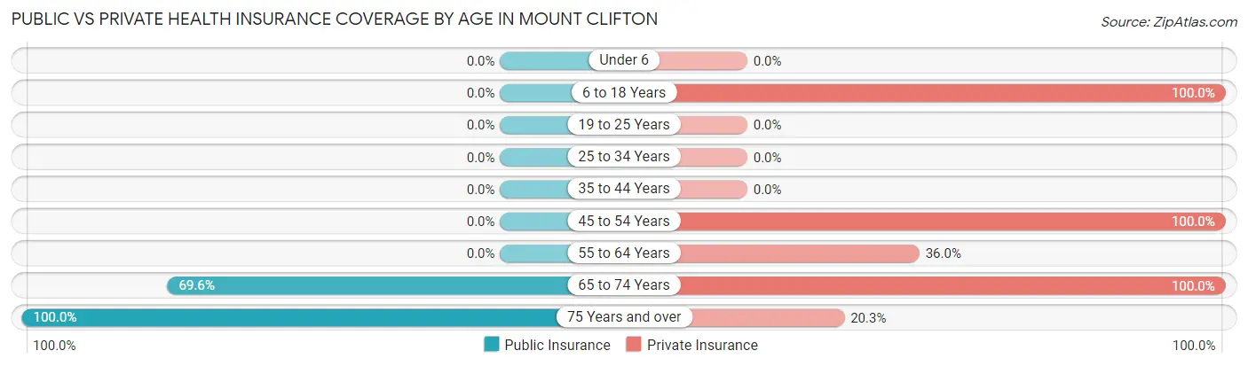 Public vs Private Health Insurance Coverage by Age in Mount Clifton