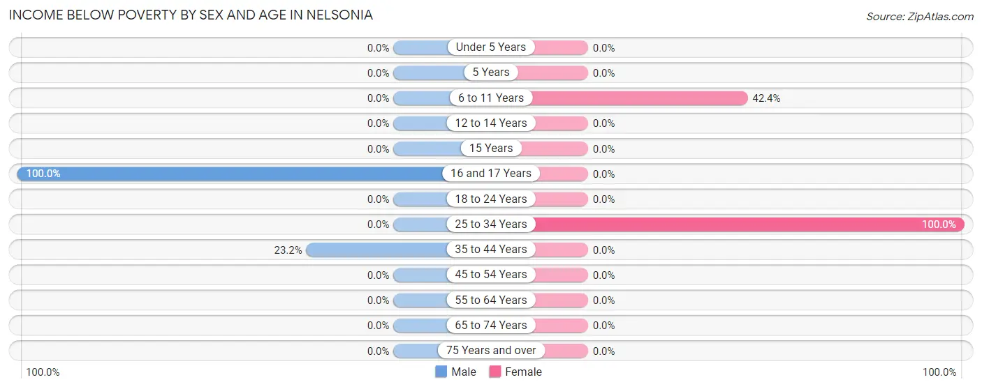 Income Below Poverty by Sex and Age in Nelsonia