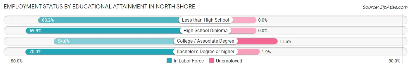 Employment Status by Educational Attainment in North Shore
