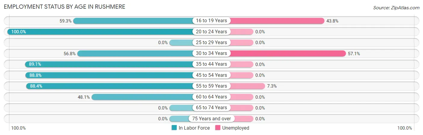 Employment Status by Age in Rushmere