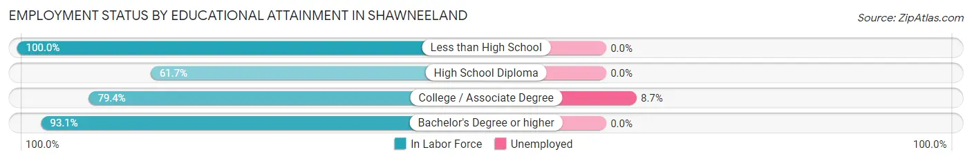 Employment Status by Educational Attainment in Shawneeland