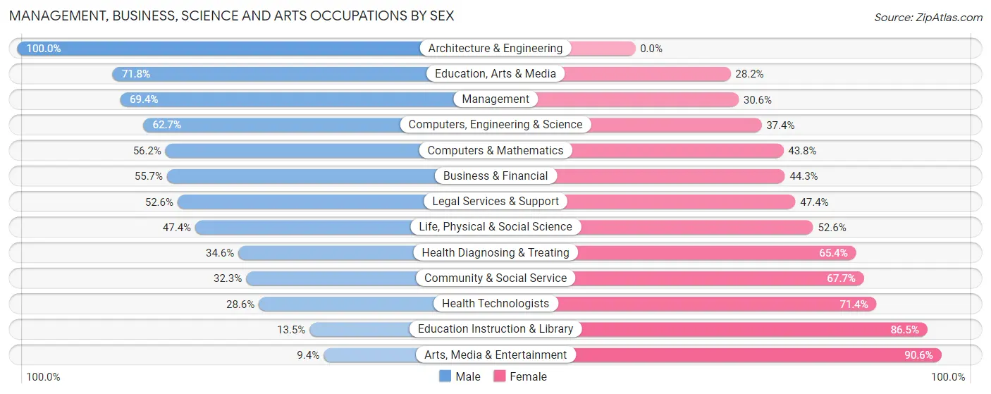 Management, Business, Science and Arts Occupations by Sex in South Run