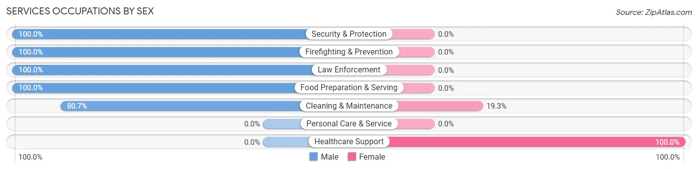 Services Occupations by Sex in Stafford Courthouse