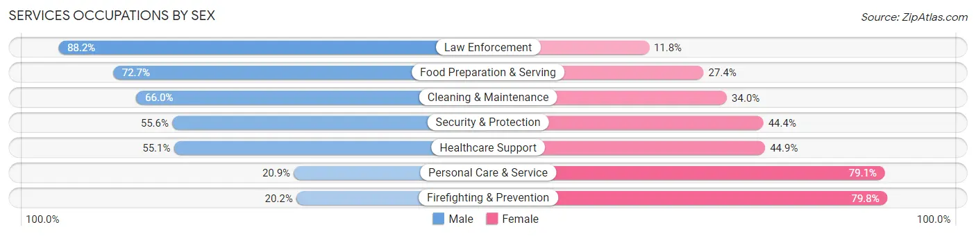 Services Occupations by Sex in Tysons