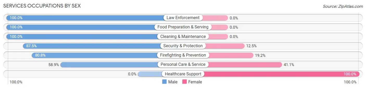 Services Occupations by Sex in Union Mill