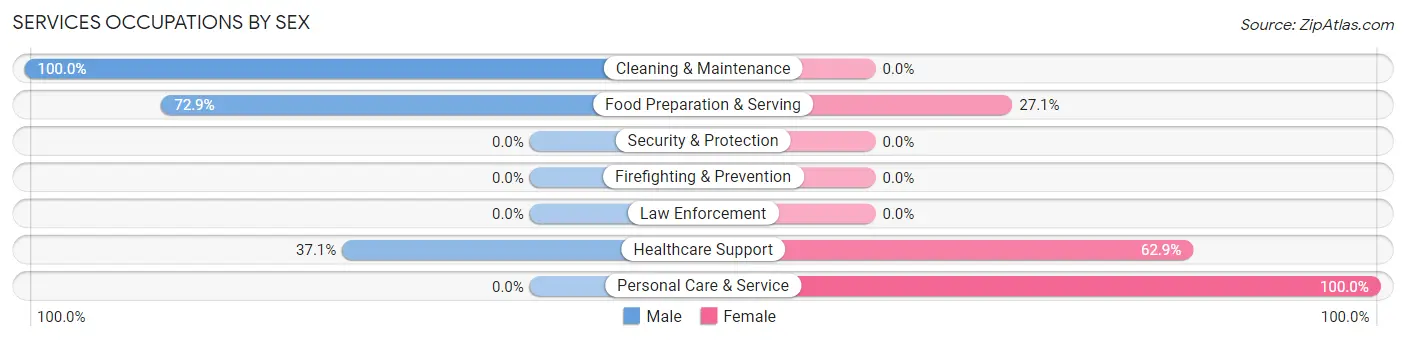 Services Occupations by Sex in Barre