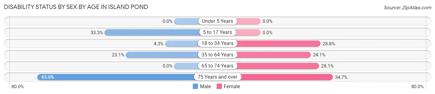 Disability Status by Sex by Age in Island Pond