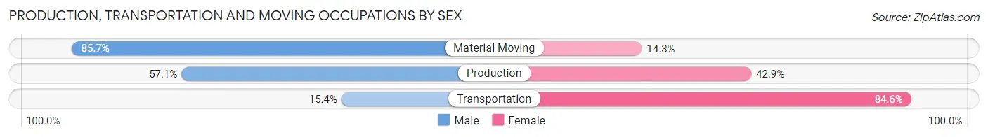 Production, Transportation and Moving Occupations by Sex in Island Pond