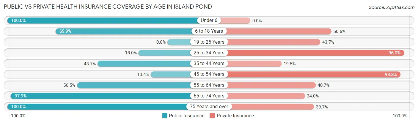 Public vs Private Health Insurance Coverage by Age in Island Pond