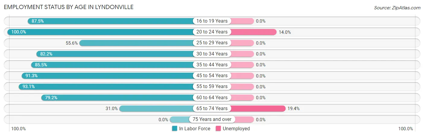 Employment Status by Age in Lyndonville