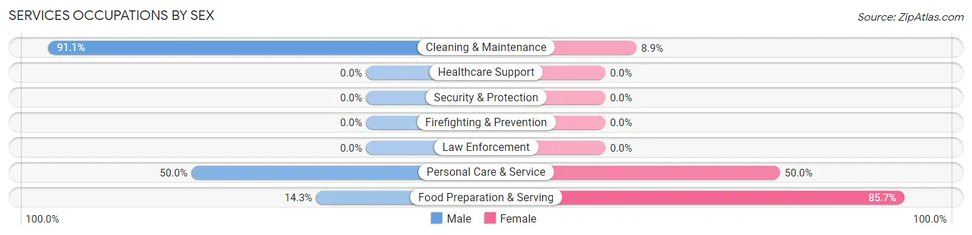 Services Occupations by Sex in Manchester Center