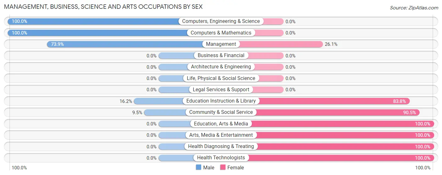 Management, Business, Science and Arts Occupations by Sex in Saxtons River