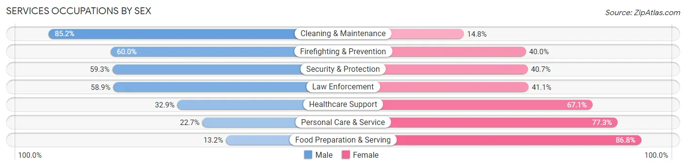 Services Occupations by Sex in St Albans