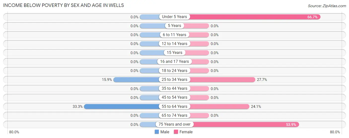 Income Below Poverty by Sex and Age in Wells