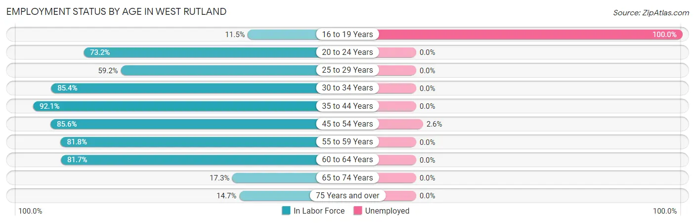 Employment Status by Age in West Rutland