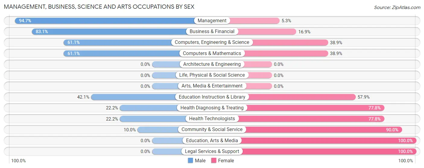 Management, Business, Science and Arts Occupations by Sex in Amboy