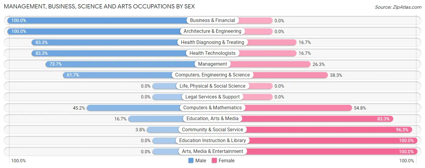 Management, Business, Science and Arts Occupations by Sex in Belfair