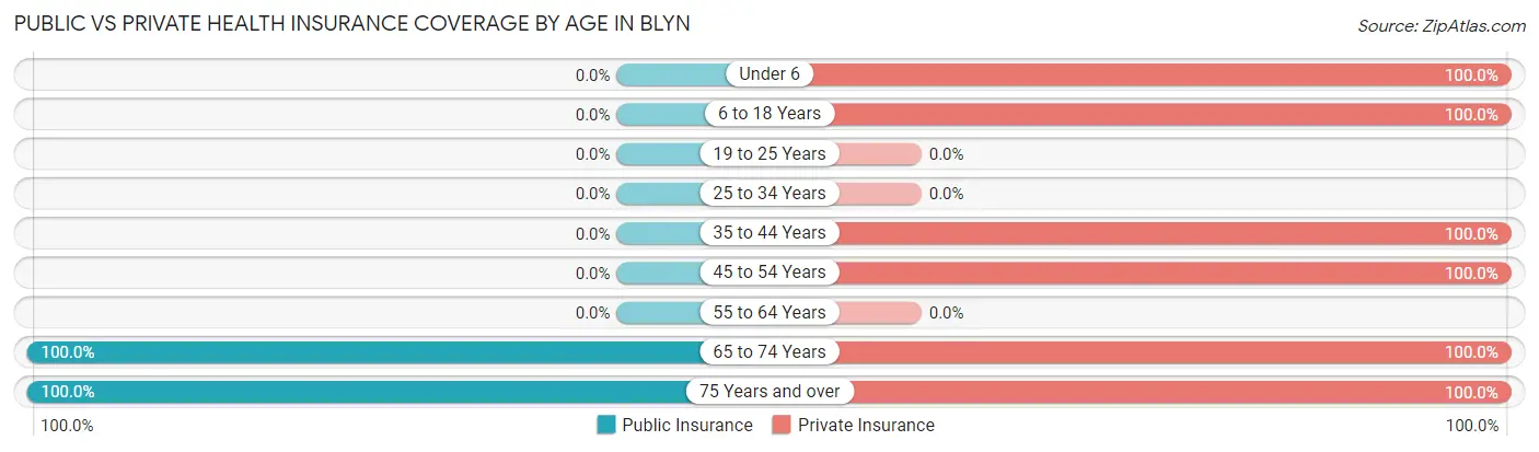 Public vs Private Health Insurance Coverage by Age in Blyn