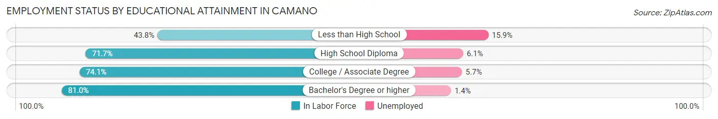 Employment Status by Educational Attainment in Camano