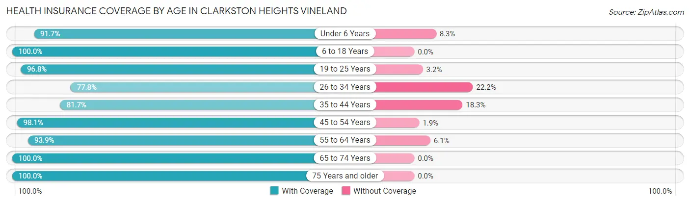 Health Insurance Coverage by Age in Clarkston Heights Vineland