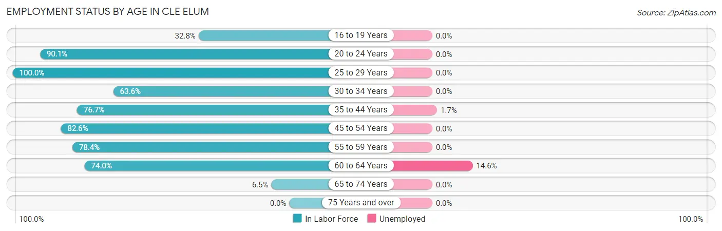 Employment Status by Age in Cle Elum