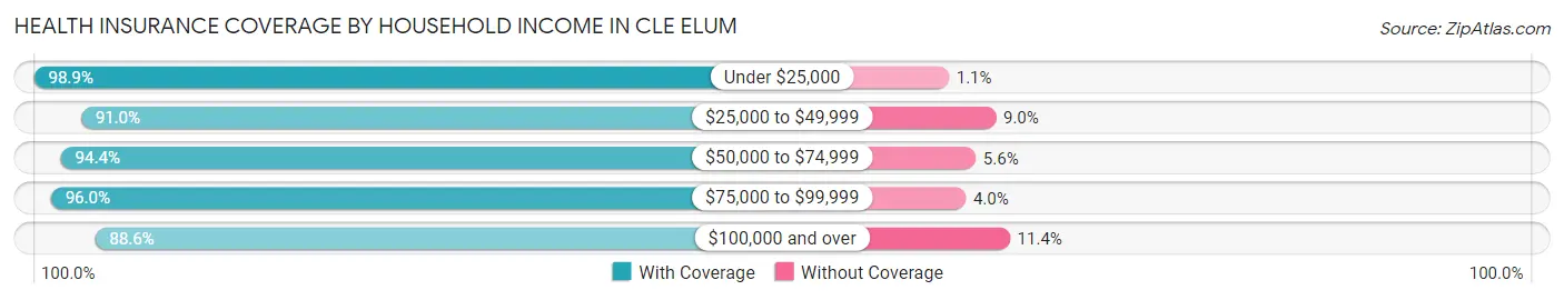 Health Insurance Coverage by Household Income in Cle Elum