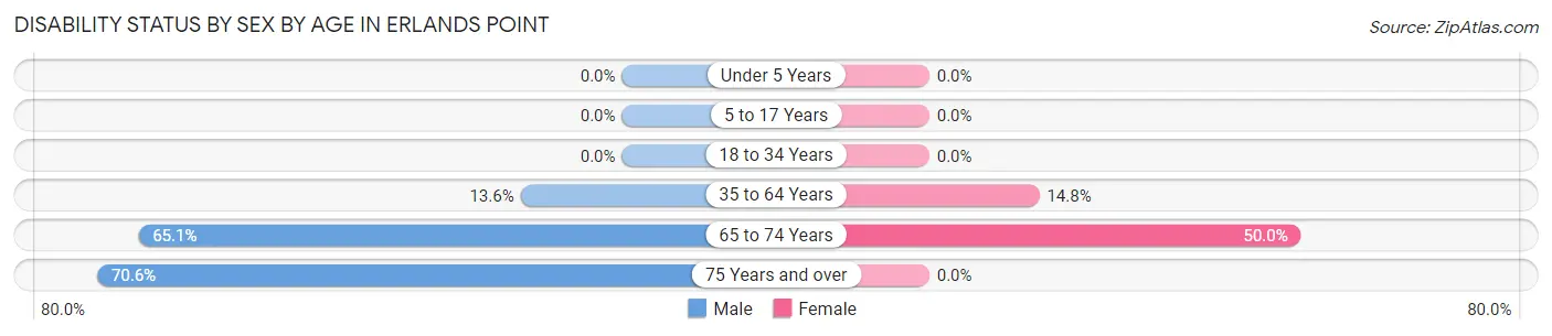 Disability Status by Sex by Age in Erlands Point