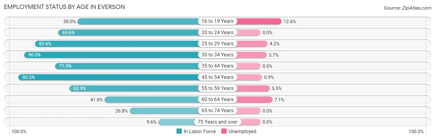 Employment Status by Age in Everson