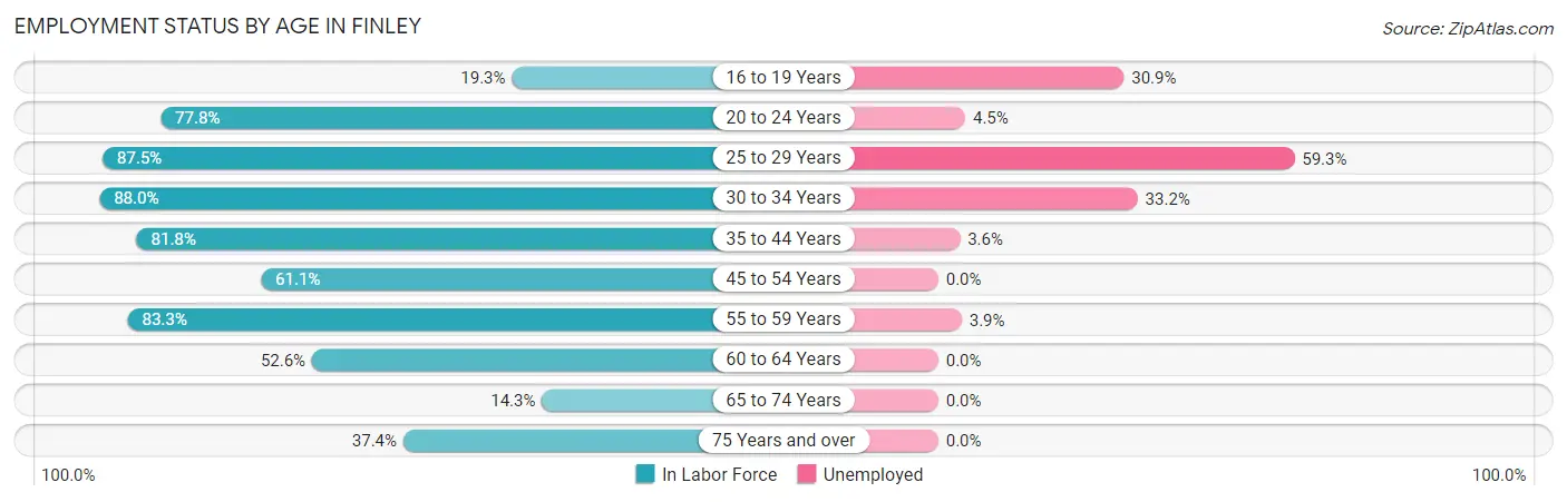 Employment Status by Age in Finley