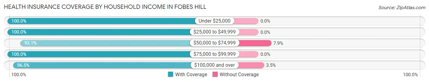 Health Insurance Coverage by Household Income in Fobes Hill