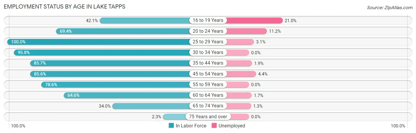 Employment Status by Age in Lake Tapps