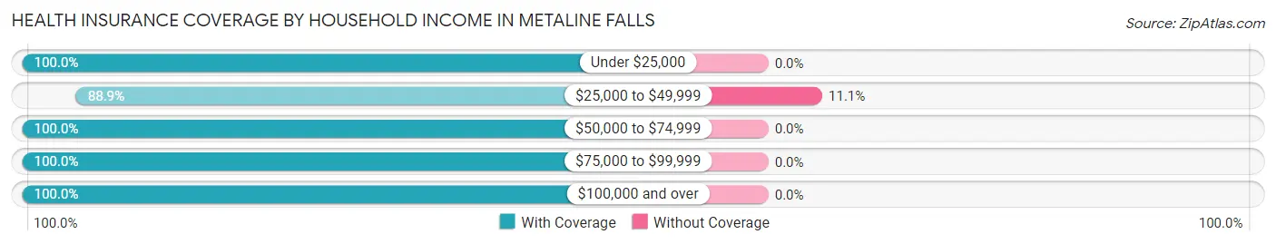 Health Insurance Coverage by Household Income in Metaline Falls