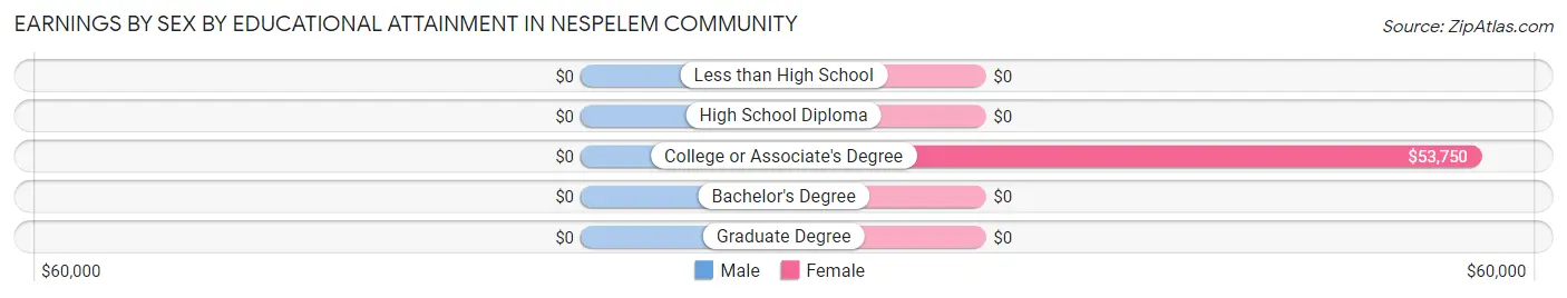 Earnings by Sex by Educational Attainment in Nespelem Community