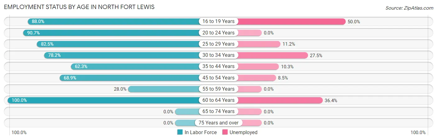 Employment Status by Age in North Fort Lewis