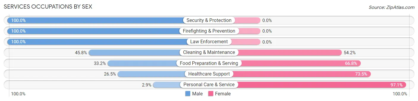 Services Occupations by Sex in North Lynnwood